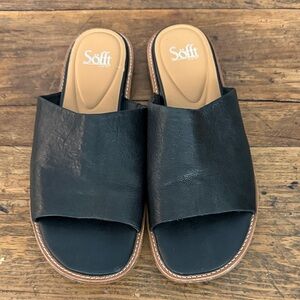 Sofft Black Italian Leather Noble Slide Sandal Size 11